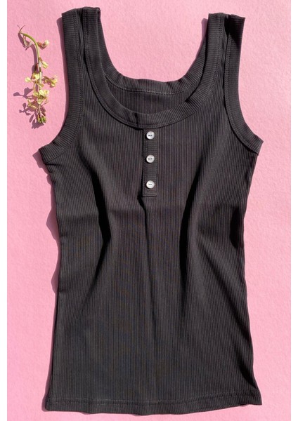 Lillesol Fitilli 2'li Düğme Detaylı Kalın Askı Gül Kurusu ve Siyah Renk Kadın Atlet 64A63Y modelleri