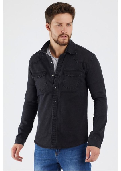 Erkek Siyah Haki Renk Slım Fıt Gabardin Gömlek fiyatları