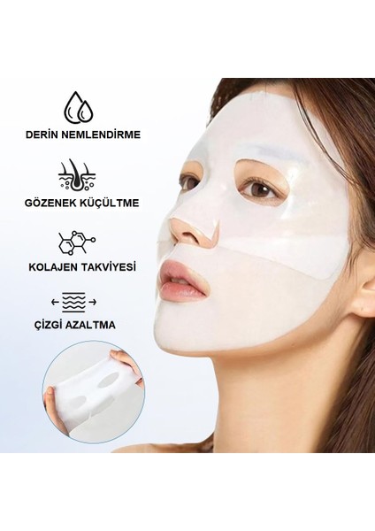 5 Adet Şeffaflaşan Maske Doğal Kolajen Cilt Maskesi – Anında Parlaklık ve Nemlendirme