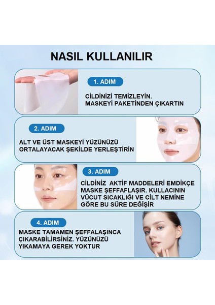 5 Adet Şeffaflaşan Maske Doğal Kolajen Cilt Maskesi – Anında Parlaklık ve Nemlendirme modelleri