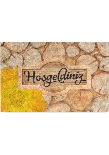 Sarı Çiçek Hoşgeldiniz Kapı Önü Paspası