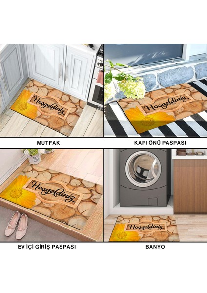 Sarı Çiçek Hoşgeldiniz Kapı Önü Paspası