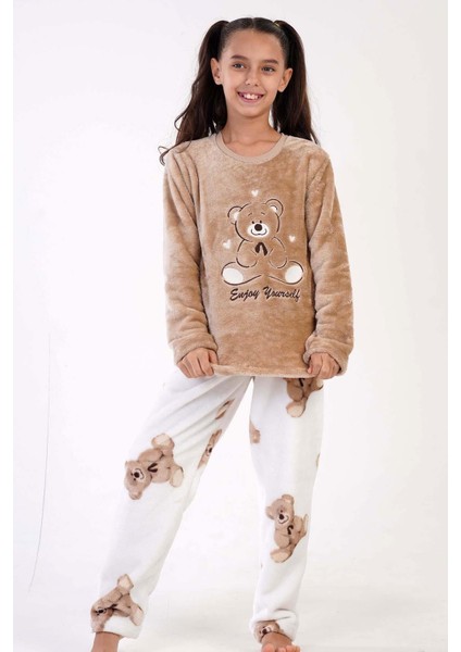 Kız Çocuk Uzun Kol Welsoft Bej Pijama Takım C3T6N0O303 fiyatları