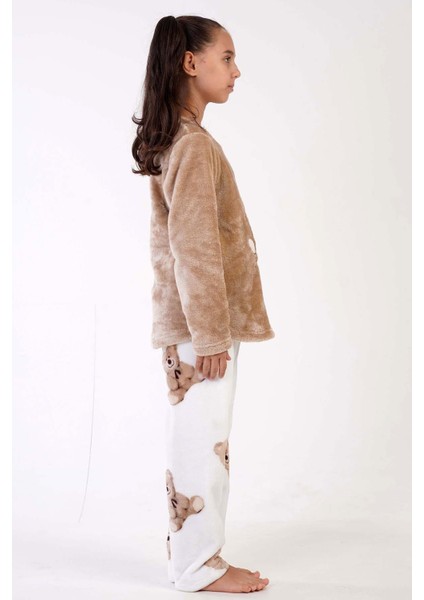 Kız Çocuk Uzun Kol Welsoft Bej Pijama Takım C3T6N0O303 modelleri