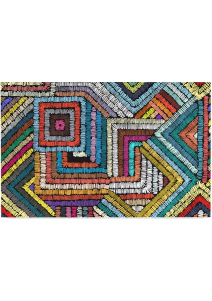 Renkli Geometrik Desen Kapı Önü Paspası