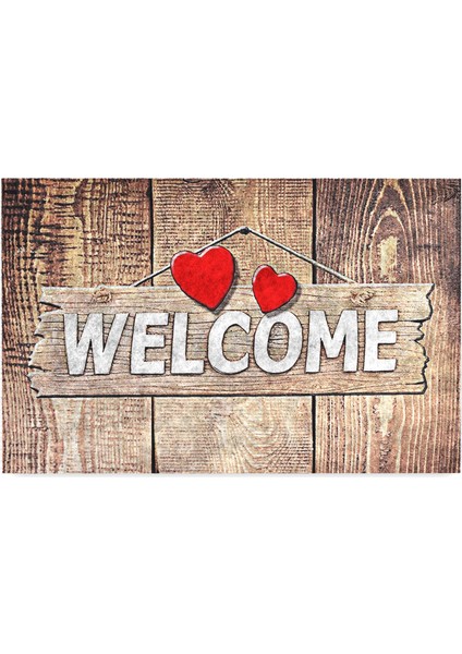 Ahşap Desenli Welcome Kapı Önü Paspası