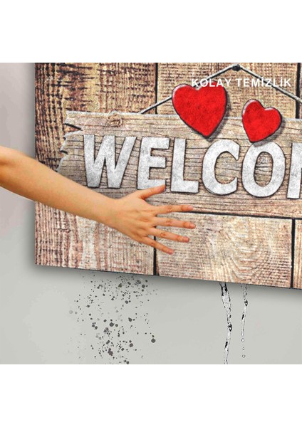 Ahşap Desenli Welcome Kapı Önü Paspası