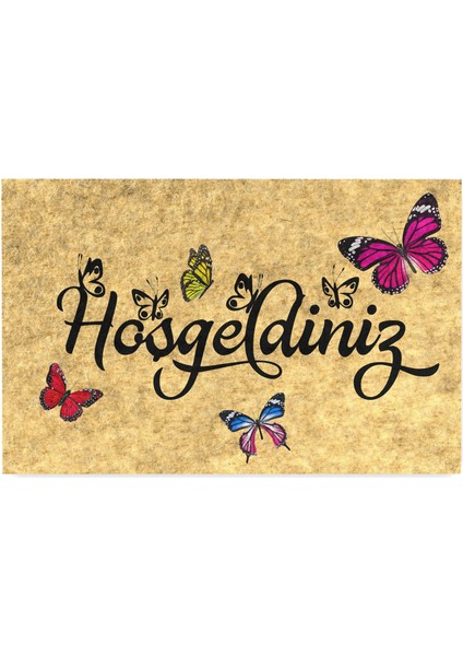 Kelebekli Hoşgeldiniz Kapı Önü Paspası