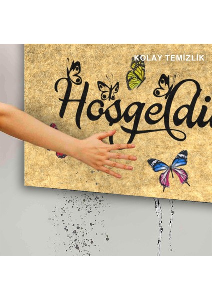 Kelebekli Hoşgeldiniz Kapı Önü Paspası