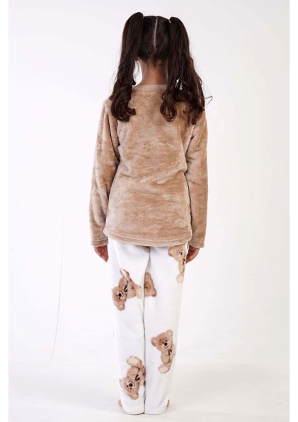 Kız Çocuk Uzun Kol Welsoft Bej Pijama Takım C3T6N0O303