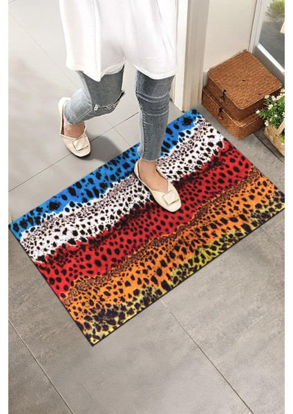 Renkli Leopar Kapı Önü Paspası
