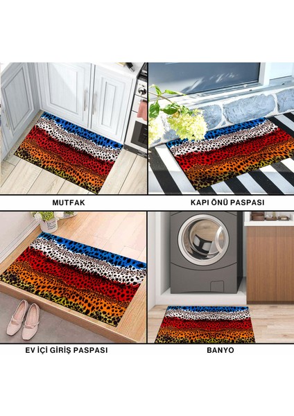 Renkli Leopar Kapı Önü Paspası