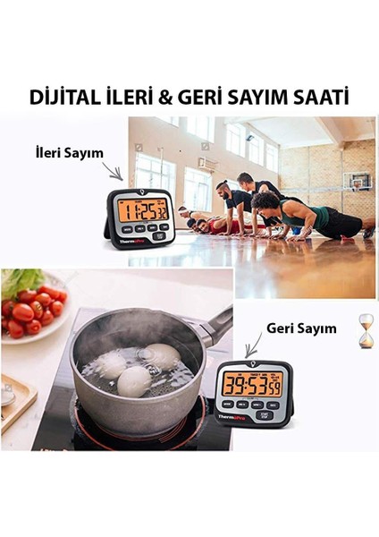 TM01 Mutfak,spor, Ders Alarmlı Kronometre, Geri Sayım Sayacı ve Dijital Saat - 2 Adet