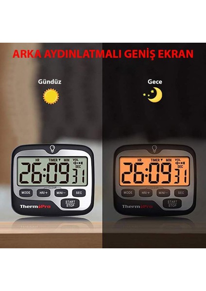TM01 Mutfak,spor, Ders Alarmlı Kronometre, Geri Sayım Sayacı ve Dijital Saat - 2 Adet