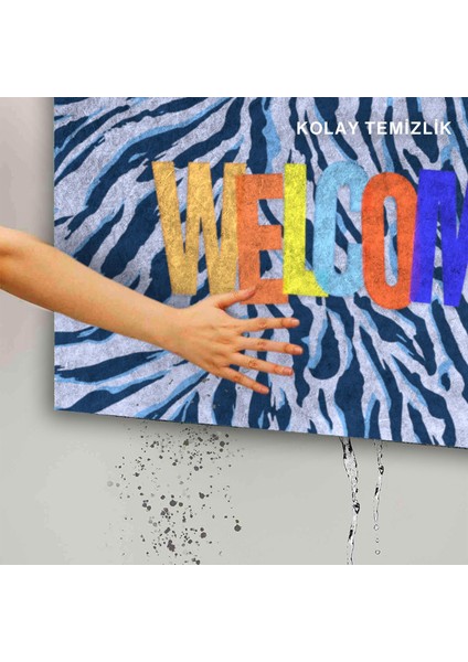 Renkli Karşılama Welcome Kapı Önü Paspası