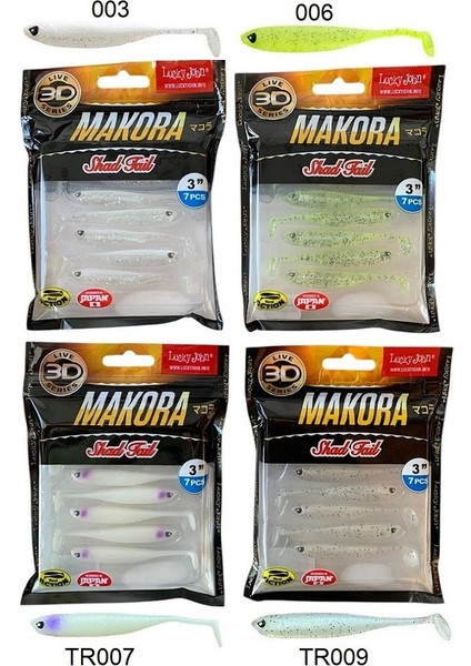 Makora 3D Shad Tail 3'' (7.62 Cm) 7'li Paket Silikon Yem