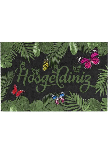 Kelebekli Hoşgeldiniz Kapı Önü Paspası