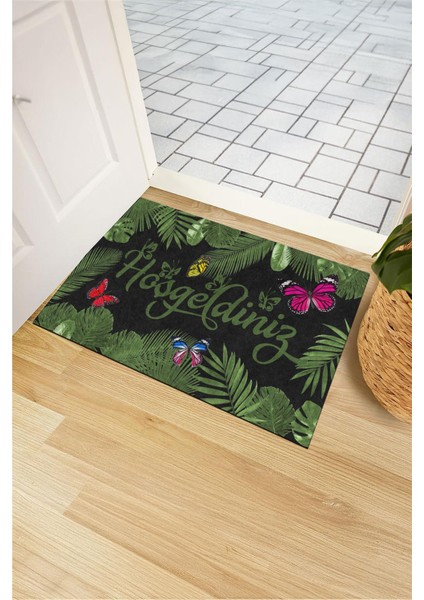 Kelebekli Hoşgeldiniz Kapı Önü Paspası