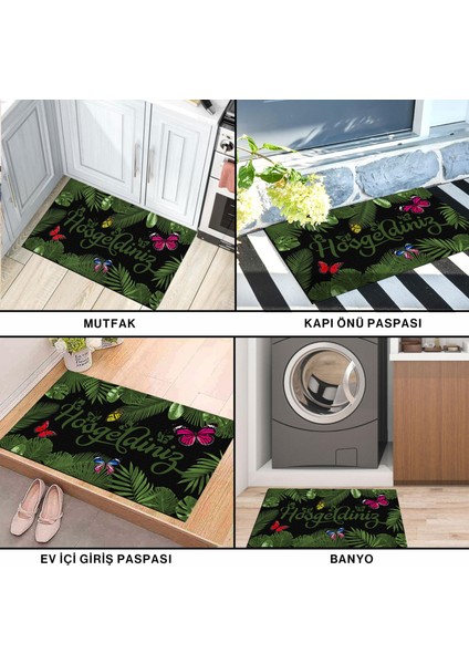 Kelebekli Hoşgeldiniz Kapı Önü Paspası fırsatları