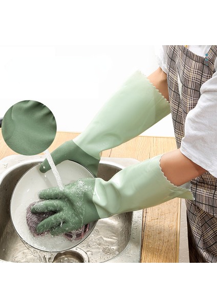 Yeşil Stil 40CM Kadın Su Geçirmez Elastik Kauçuk Lateks Bulaşık Eldiveni Kaymaz Mutfak Dayanıklı Temizlik Ev Işleri Bulaşık Yıkama Araçları (Yurt Dışından) fiyatları