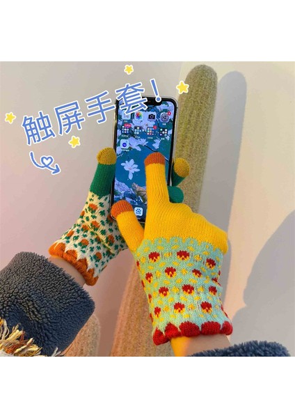 Dalga-Lacivert Tarzı Tüm Kodlar Kadınlar Için Sevimli Sıcak Kış Dış Mekan Bisiklet Eldivenleri Soğuk Kalın Kadife ile Kalınlaştırılmış Beş Parmak Dokunmatik Ekran Çift Eldivenler (Yurt Dışından) indirimleri