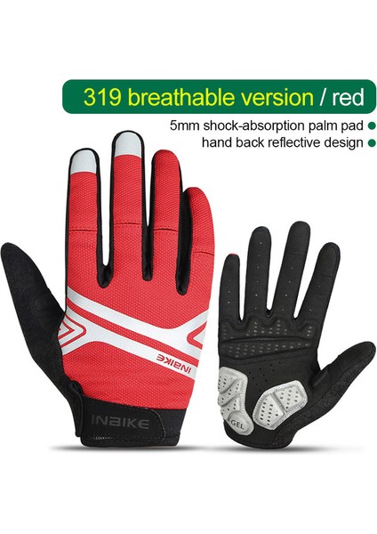 MF319 Kırmızı Tarzı M Boyutu Inbıke Tam Parmak Bisiklet Eldivenleri Dayanıklı Mtb Bisiklet Eldivenleri Sürüş Açık Motosiklet Aksesuarları Dokunmatik Ekran Yastıklı IF239 (Yurt Dışından)