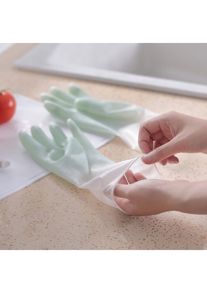 Yeşil Tarzı L Boyutu Bulaşık Eldiveni Ev Işleri Temizlik Eldiveni Iki Renkli Çamaşır Mutfak Plastik Araçlar Su Geçirmez Bayan Görevleri Kaymaz Dayanıklı (Yurt Dışından) indirimleri