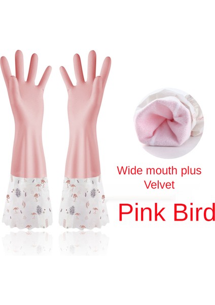N777 Pembe Tarzı L Boyutu 1 Çift Kalınlaştırılmış Bulaşık Eldiveni Mutfak Aşınmaya Dayanıklı Lateks Kauçuk Çamaşır Suyu Geçirmez Plastik Ev Dayanıklı Kase Fırça (Yurt Dışından)
