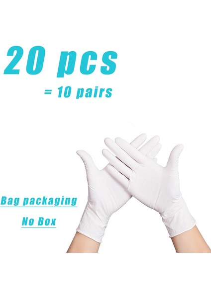 Beyaz - 20 Adet Stil Xl Boyutu Pembe Nitril Tek Kullanımlık Eldiven Lateks Içermez Xs Küçük Kadın Kız Çocuk Ev Temizliği Salon Vinil Eldiven Siyah Tozdan Arındırılmış (Yurt Dışından)