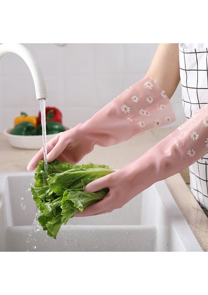 Pembe Tarzı M Boyutu Mutfak Bulaşık Eldiveni Ev Bulaşık Eldiveni Kauçuk Eldiven Mutfak Temizlik Araçları Banyo Aksesuarları (Yurt Dışından)