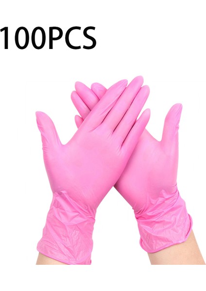 Pembe 100 Adet Eldiven Tarzı Xl Boyutu Mutfak Kullanımı Için Güçlü Tek Kullanımlık Pembe Nitril Eldivenler Pvc Antistatik Lateks Ücretsiz Dövme Mekanik Iş Eldivenleri (Yurt Dışından)