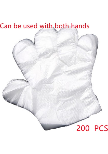 200 Pcs Tarzı Plastik Büyük Tek Kullanımlık Polietilen Şeffaf Eldiven Gıda Işleme Pişirme Temizlik Mutfak Restoran Barbekü Aksesuarı (Yurt Dışından)
