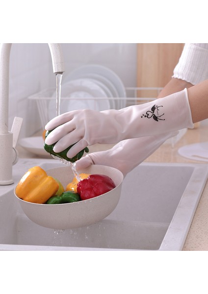 D Tarzı M Boyutu Kadın Su Geçirmez Kauçuk Lateks Bulaşık Eldiveni Mutfak Dayanıklı Temizlik Ev Işleri Bulaşık Yıkama Araçları (Yurt Dışından) fırsatları