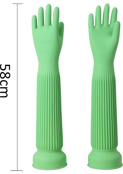 Yeşil Stil 58 cm Kalın Lateks Uzun Eldiven Su Geçirmez Bahçe Temizlik Bulaşık Bezi Yıkama Dirsek Yeşil Pembe Uzun Ultra Eldiven (Yurt Dışından) modelleri