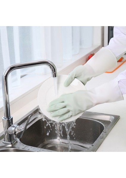 Yeşil Stil L Boyutu Silikon Temizlik Eldiveni Bulaşık Yıkama Temizlik Eldiveni Süngerli Bulaşık Eldiveni Temizlik Araçları Yıkama Süngeri (Yurt Dışından)