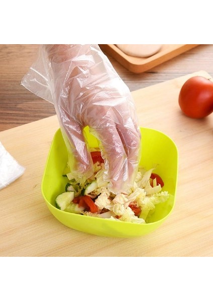 100 Adet Tarzı Tek Kullanımlık Eldiven Su Geçirmez Plastik Eldiven Gıda Sınıfı Şeffaf Hijyen Eldiveni Ev Mutfak Barbekü Çoklu Eldiven (Yurt Dışından)