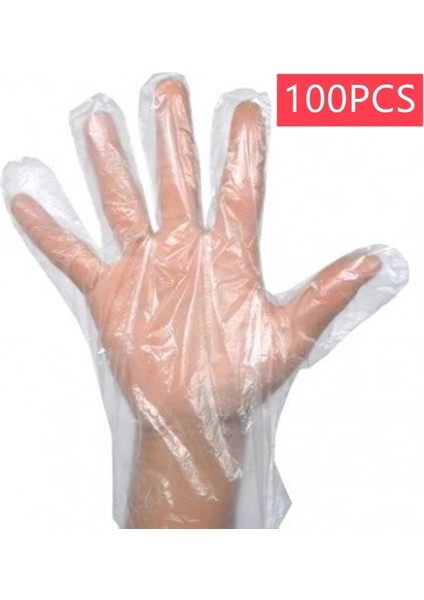 100 Adet Tarzı Tek Kullanımlık Eldiven Su Geçirmez Plastik Eldiven Gıda Sınıfı Şeffaf Hijyen Eldiveni Ev Mutfak Barbekü Çoklu Eldiven (Yurt Dışından)
