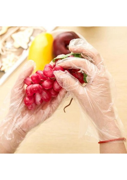 100 Adet Tarzı Tek Kullanımlık Eldiven Su Geçirmez Plastik Eldiven Gıda Sınıfı Şeffaf Hijyen Eldiveni Ev Mutfak Barbekü Çoklu Eldiven (Yurt Dışından)