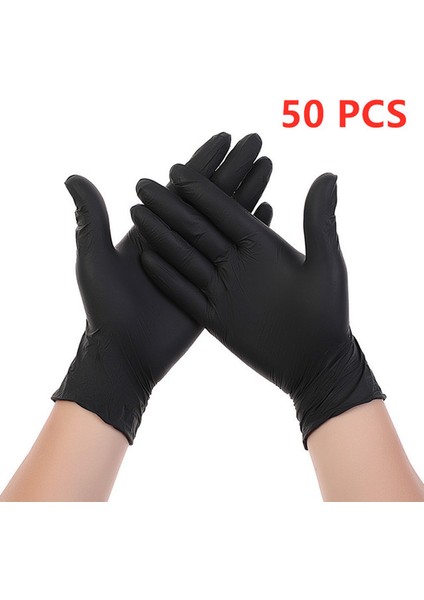 Siyah 50PCS Stili S Beden Tek Kullanımlık Nitril Eldiven Vinil Lateks Kauçuk Ücretsiz Mutfak Spa Güzellik Iş Bahçe Gıda El Eldiveni Siyah Pembe Boyut x (Yurt Dışından)