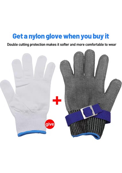 Bir Stil M-23.5cm Paslanmaz Çelik Eldiven Kesilmeye Karşı Dayanıklı Kesim Bahçıvanlık El Koruma Çalışma Eldivenleri Metal Örgü Kasap Mutfak Eldivenleri (Yurt Dışından)