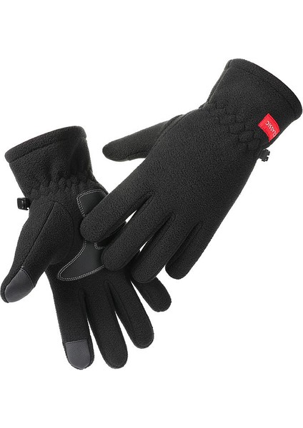 Siyah Bir Tarz Erkek Kadın Kış Polar Polar Silikon Kaymaz Dokunmatik Ekran Sürüş Eldiveni Artı Kadife Kalın Sıcak Spor Bisiklet Eldiveni (Yurt Dışından) fırsatları