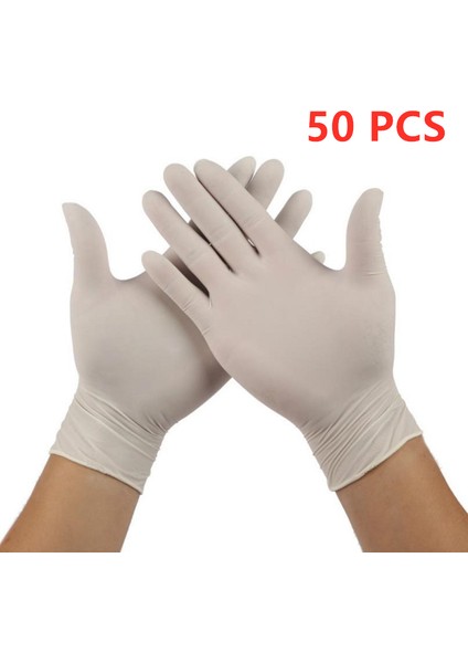 Beyaz 50 Adet Tarzı M Boyutu 50 Adet Tek Kullanımlık Nitril Eldiven Su Geçirmez Alerjiye Uygun Mutfak Bahçe Ev Temizlik Eldiveni Pembe Siyah (Yurt Dışından)