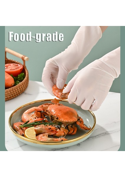 12 INÇ-50PCS-PEMBE Tarzı M Boyutu Mutfak Araçları Için Kalın Nitril Eldiven Gıda Sınıfı Ev Temizliği Eldivenleri - (Yurt Dışından) fırsatları
