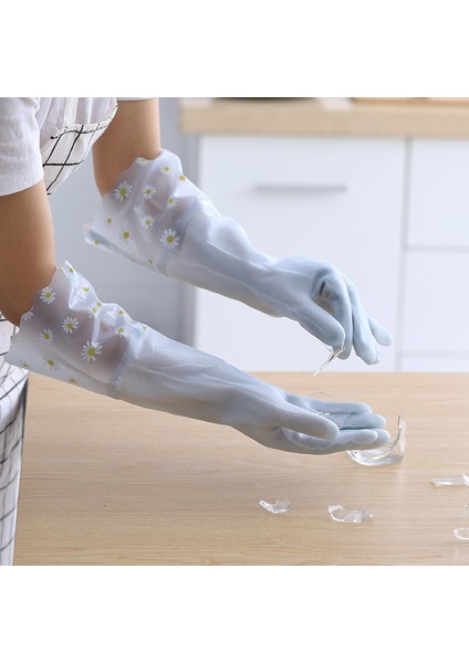 B3 Yeşil Tarzı L Boyutu Ev Temizliği Uzun Eldiven Pvc Çamaşır Suya Dayanıklı Plastik Ev Temizlik Araçları Kauçuk Kaymaz Peluş Mutfak Bulaşık Yıkama (Yurt Dışından) fiyatları