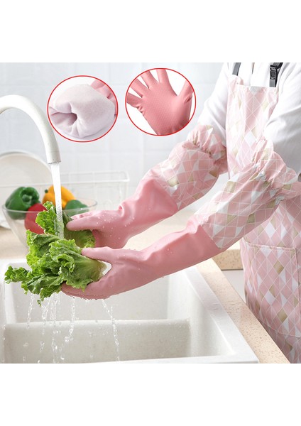 B3 Yeşil Tarzı L Boyutu Ev Temizliği Uzun Eldiven Pvc Çamaşır Suya Dayanıklı Plastik Ev Temizlik Araçları Kauçuk Kaymaz Peluş Mutfak Bulaşık Yıkama (Yurt Dışından) modelleri