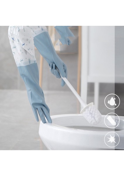 Mavi Stil L Boyutu Kadın Mutfak Kalın Kauçuk Eldivenler Bulaşık Yıkama Suya Dayanıklı Ev Işleri Kaliteli + Kadife Lateks Eldivenler (Yurt Dışından) modelleri