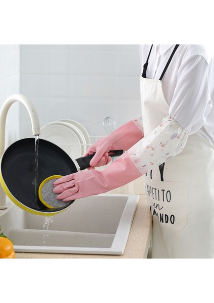 Mavi Stil L Boyutu Kadın Mutfak Kalın Kauçuk Eldivenler Bulaşık Yıkama Suya Dayanıklı Ev Işleri Kaliteli + Kadife Lateks Eldivenler (Yurt Dışından) indirimleri