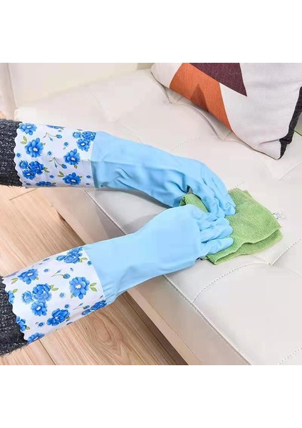 Renk 2 Stili M Boyutu Ev Işleri Mutfak Bulaşık Eldiveni Lateks Malzeme Su Geçirmez Kaymaz Dayanıklı Eldiven Moda Desen Ev Temizlik Malzemesi (Yurt Dışından) indirimleri