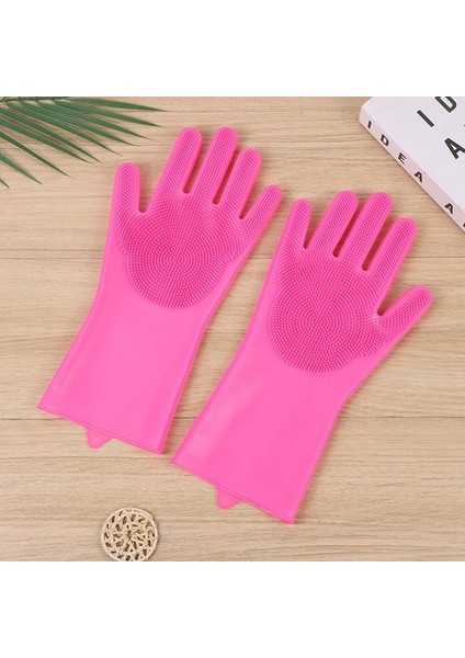 Pembe Tarzı 1 Çift Bulaşık Yıkama Temizlik Eldiveni Silikon Kauçuk Sünger Eldiveni Ev Temizleyici Mutfak Temiz Aracı Mutfak Temizlik Aksesuarları (Yurt Dışından)