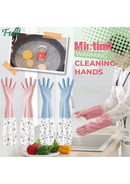 Yeşil C Plus Kadife Stili M Boyutu 1 Çift Pvc Lateks Eldiven Uzun Kollu Peluş Eldiven Temizlik Eldiveni Su Geçirmez Temizlik Aracı Bulaşık Yıkama Eldiveni Mutfak Aksesuarları Sıcak (Yurt Dışından)